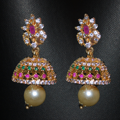 "1grm Fancy Gold coated Ear tops (Jhumkas)- MGR-1125-001 - Click here to View more details about this Product